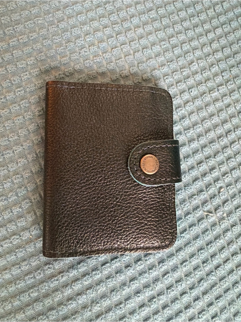 Portland Leather Black Pebbled Leather Wallet with Gold Snap - Picture 6 of 8